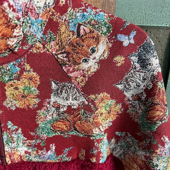 Cider Fleece Collar Floral Cat Knotted Sweatshirt - Picture 8 of 14